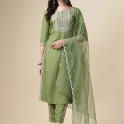 Berrylicious Embroidered Regular Thread Work Kurta With Trousers & Dupatta image 1