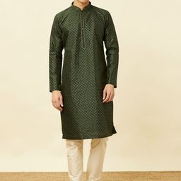 Manyavar Ethnic Motifs Embroidered Sequinned Straight Kurta With Pyjamas-image-91