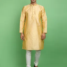 V-Mart Ethnic Motifs Embroidered Thread Work Jacquard Weave Straight Kurta With Churidar-picture-46