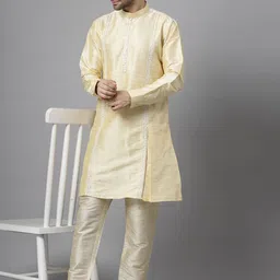 Utsav Fashion Men Embroidered Regular Sequinned Kurta with Trousers-picture-11