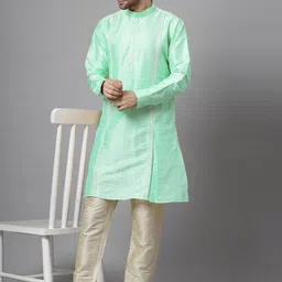 Utsav Fashion Men Embroidered High Slit Sequinned Kurta with Trousers-picture-31