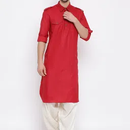 VASTRAMAY Shirt Collar Regular Kurta With Patiala Set-picture-2