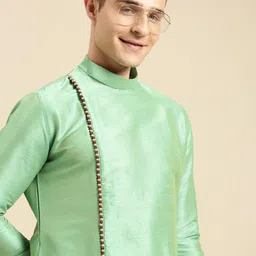 Sanwara Men Green Angrakha Kurta with Churidar-image-78
