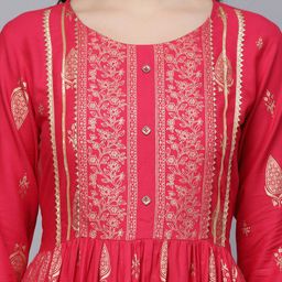 Stylum Fuchsia Ethnic Motifs Printed Kurta with Trousers & Dupatta image 2