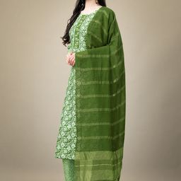 HI FI NX Women Ethnic Motifs Printed Regular Kurta with Trousers & With Dupatta image 2