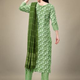 HI FI NX Women Ethnic Motifs Printed Regular Kurta with Trousers & With Dupatta image 3