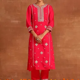Indo Era Ethnic Motifs Embroidered Regular Thread Work Kurta With Trousers & With Dupatta image 4