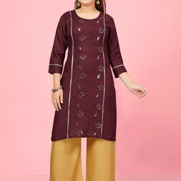 BAESD Girls Floral Embroidered Regular Thread Work Pure Cotton Kurta with Palazzos-picture-11