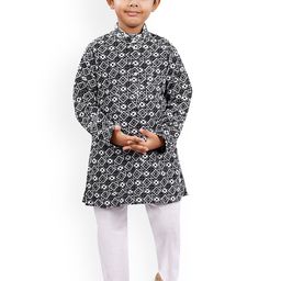 BAESD Boys Geometric Printed Mandarin Collar Straight Kurta with Pyjamas-16