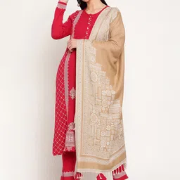 Be Indi Women Ethnic Motifs Printed Winter Kurta with Trousers & Dupatta-1