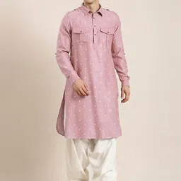 TheEthnic.Co Geometric Woven Design Pure Cotton Pathani Kurta with Salwar-picture-31