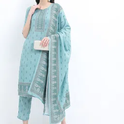 KETCH Women Ethnic Motifs Printed Faux Pashmina Kurta with Palazzos & Dupatta-picture-56