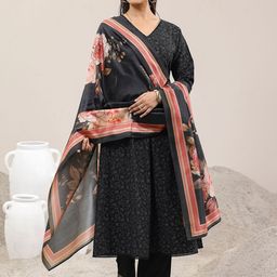 Libas Floral Printed Three-Quarter Sleeves Panelled A-Line Kurta & Trouser & Dupatta-picture-41