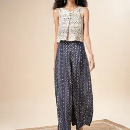 Marigold Lane Ethnic Motifs Printed Round Neck Top & Palazzos-image-33