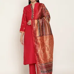 Be Indi Women Straight Kurta Set with Trouser & Dupatta-image-54