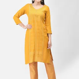 Span Printed Straight Kurta With Trousers-image-9