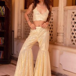 Calmna Embellished Sequinned Top And Sharara With Dupatta-picture-8