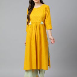 Idalia Women Yellow Ethnic Motifs Kurta with Palazzos-44