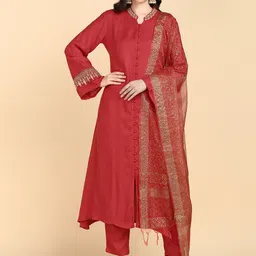 HERE&NOW Women Regular Sequinned Kurta with Trousers & With Dupatta-picture-17
