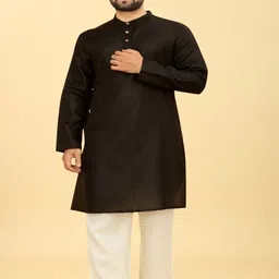 Odd By Poshaak Band Collar Pure Cotton Straight Kurta With Pyjama-image-55