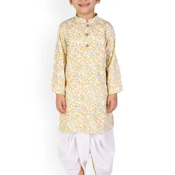 BAESD Boys Floral Printed Regular Pure Cotton Kurta with Dhoti Pants-26