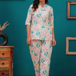 JAIPURFAME Printed Pure Cotton Tunic With Trousers-19