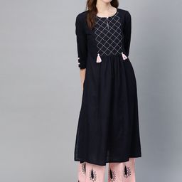 Idalia Women Ethnic Motifs Embroidered Thread Work Kurta with Palazzos-image-89