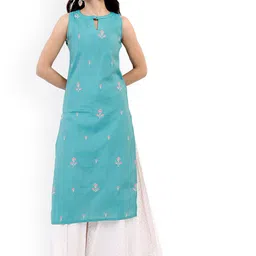Vishudh Women Floral Embroidered Sleeveless Kurta with Palazzos-picture-30