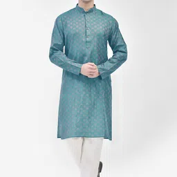 SG LEMAN Ethnic Motifs Woven Design Mandarin Collar Kurta with Pyjamas-picture-12