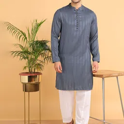 HERE&NOW Men Striped Regular Kurta with Pyjamas-picture-2