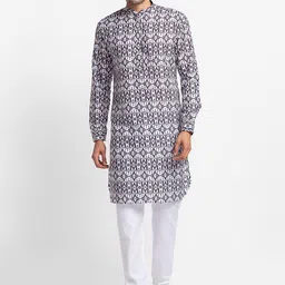 SARVAMOHAN Men Black Ethnic Motifs Printed Kurta with Churidar-picture-23