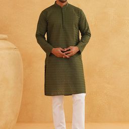 SOJANYA Geometric Embroidered Regular Pure Cotton Straight Kurta With Churidar-picture-37