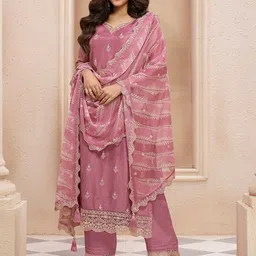 Seerat Embroidery Silk Straight Kurta With Trousers And Printed Dupatta-24