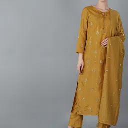 AHIKA Women Ethnic Motifs Embroidered Sequinned Kurta with Trousers & Dupatta-picture-22
