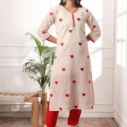 KALINI Women Embroidered Regular Thread Work Pure Cotton Kurta with Pyjamas & With Dupatta-picture-33