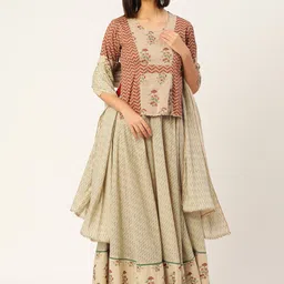 KALINI Pure Cotton Printed Top And Skirt With Dupatta-picture-19
