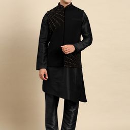 TheEthnic.Co Mandarin Collar Kurta & Trousers With Jacket-image-35