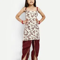BAESD Girls Floral Printed Cotton Kurta With Dhoti Pant-image-13