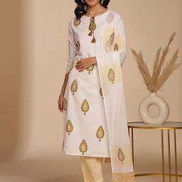 Anouk Ethnic Motifs Printed Pure Cotton Kurta & Trousers With Dupatta-picture-14