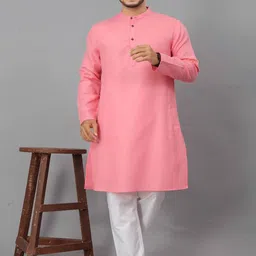 Odd By Poshaak Band Collar Pure Cotton Straight Kurta With Pyjama-image-54