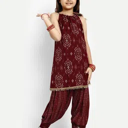 BAESD Girls Geometric Printed Shoulder Strap Kurta With Salwar-image-36
