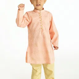 Campana Boys Ethnic Motifs Printed Pure Cotton Kurta with Pyjamas-17