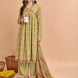 Anouk Green Ethnic Motifs Printed Regular Kurta With Palazzos & Dupatta-42