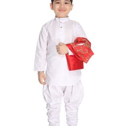BAESD Boys Floral Thread Work Mandarin Collar Regular Kurta With Pyjamas-12