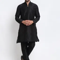 Armaan Ethnic Men Black Ethnic Embroidered Thread Work Kurta with Churidar-picture-8