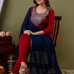 KALINI Women Sequinned Kurta with Trousers & Dupatta-picture-10