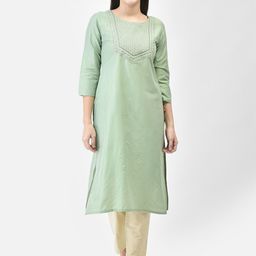 Span Yoke Design Straight Kurta With Trousers-image-10