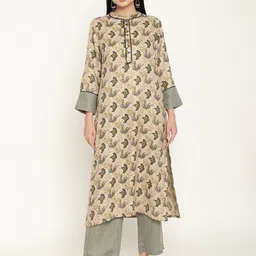 Be Indi Women Floral Printed Straight & Collared Winter Kurta with Palazzo-20