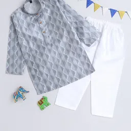 Lil homies Infant Boys Ethnic Motifs Printed Sequinned Kurta with Pyjamas-picture-15