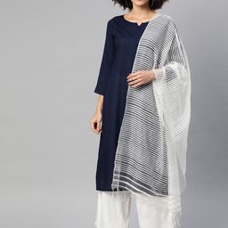 Ives Women Navy Blue Kurta with Palazzos & With Dupatta-image-32